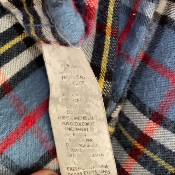 LL Bean Plaid Flannel Shirt Men XXL Tall Blue Red Yellow Black Cotton - Picture 4 of 4